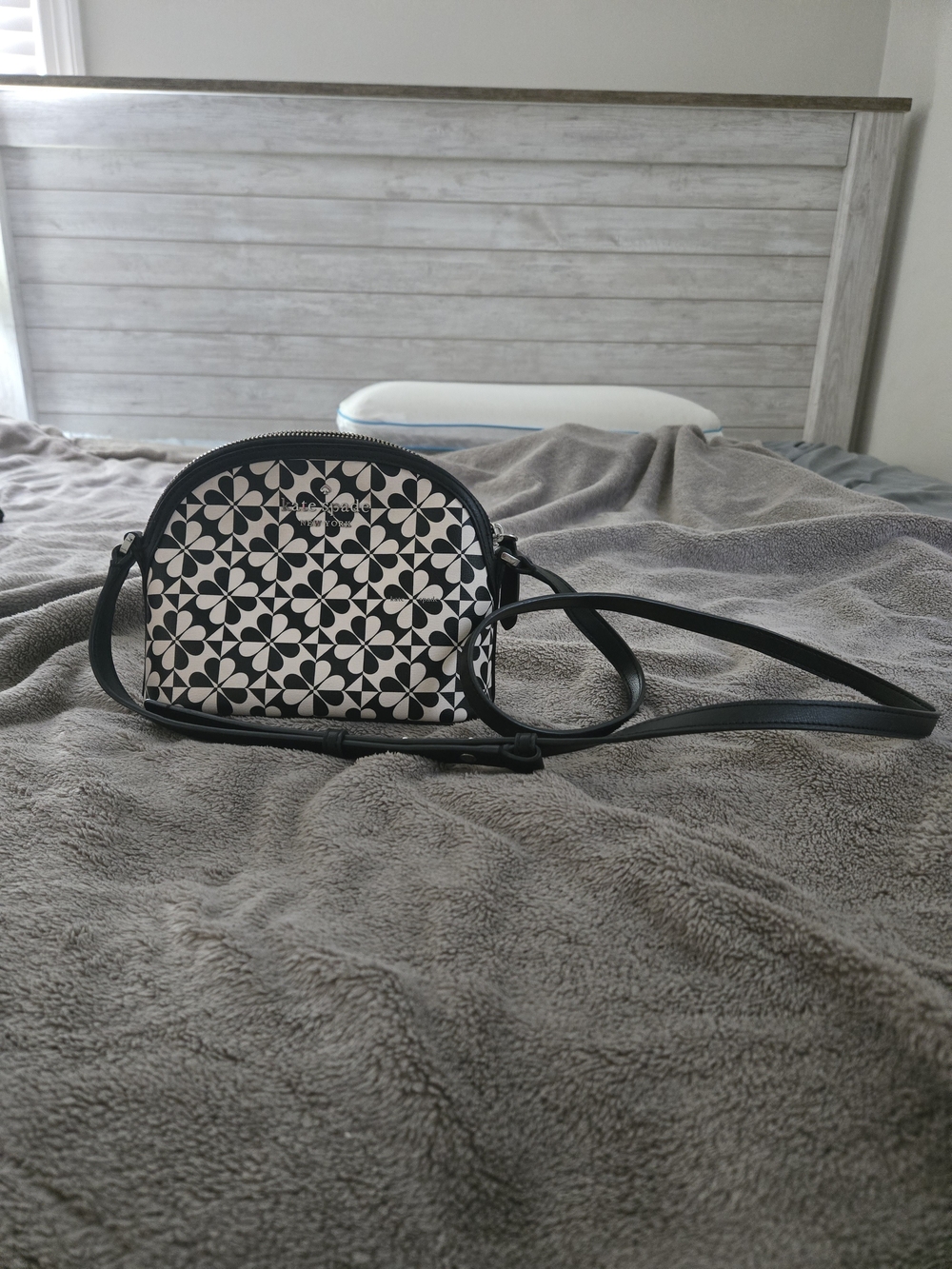 kate spade Black & White Geometric Floral Crossbody